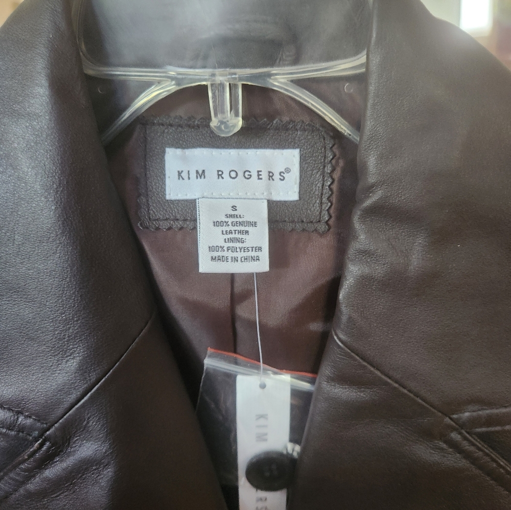 NWT Kim Rogers Women's Black Leather Blazer S - Picture 4 of 4